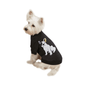 Frenchie Sequin Tee (Color: Black, size: medium)